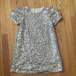 J crew Crewcuts Girls Silver Sequin Short Sleeve Dress size 7